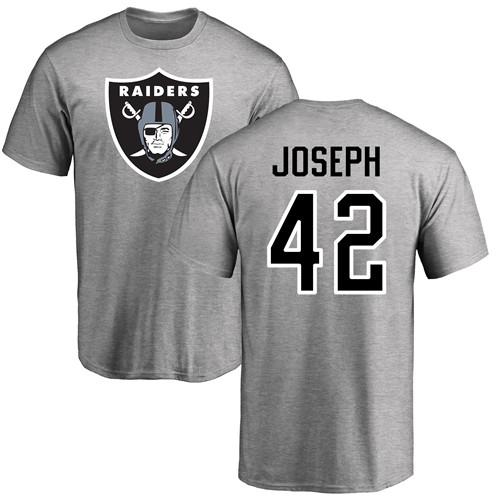 Men Oakland Raiders Ash Karl Joseph Name and Number Logo NFL Football #42 T Shirt